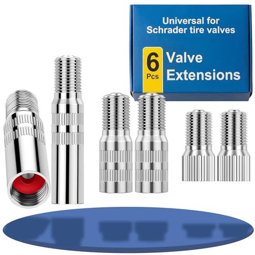 6 Pcs de Extensión para Válvulas de Neumáticos, H62 Latón Niquelado para Neumáticos de Coche, Adaptador de Válvula Altura 19mm, 27mm, 39mm, Válvula para Coches, Camiones, Moto, Bici y E-eléctricos