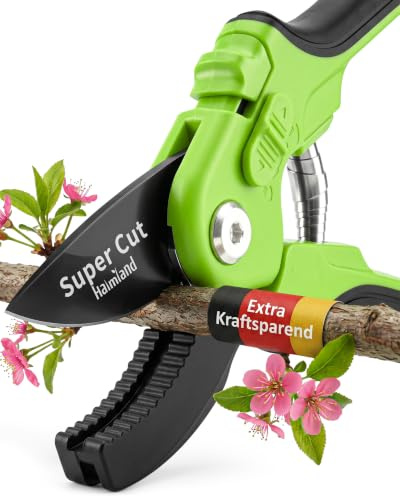 halmland® Profi-Gartenschere | Kraftsparende Astschere mit Amboss | perfekt für harte Äste | vielseitige Rosenschere, praktische Pflanzenschere | Baumschere für Garten, Sträucher und Obstbäume