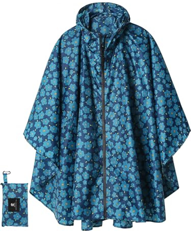 Poncho Pioggia Impermeabile per Donna Uomo, Poncho Antipioggia er Adulti Multiuso Mantella con Cappuccio, Mantello Blu