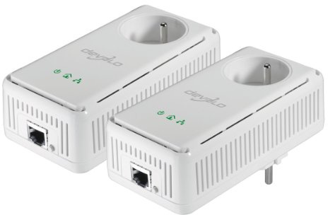 devolo 1373 - Pack med 2 Powerline-adaptrar (dLAN 200 AVplus Starter Kit): 1 x Fast Ethernet-port/integrerad utdragbar kontakt
