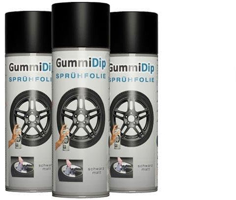 Gummi Dip Sprühfolie 12000002 Flüssiggummi Spray 3er Set, 3x400 ml, schwarz matt