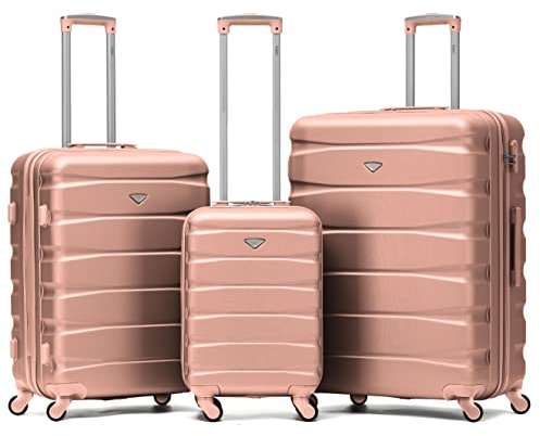 Flight Knight Set of 3 Lightweight 4 Wheel ABS Hard Case Suitcases Cabin & Hold Luggage Options Approved for Over 100 Airlines Including easyJet, British Airways, Ryanair, Jet2 & Many More