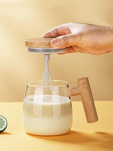 Jokapy Tasse à Café à Agitation Automatique 400ml, Tasse à Mélanger Électrique 7000 tr/min, Tasse Mélangeur Automatique, Tasse en Verre Auto-mélangeuse pour Café/Lait/Thé/Chaud Chocolat (Transparent)