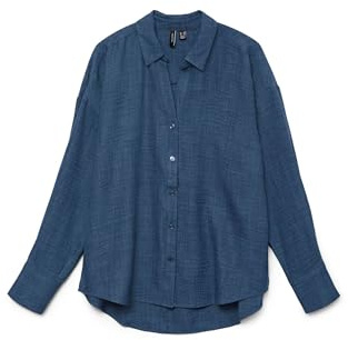 VERO MODA dam Vmmelaney Queeny Ls Shirt Wvn Noos Skjorta