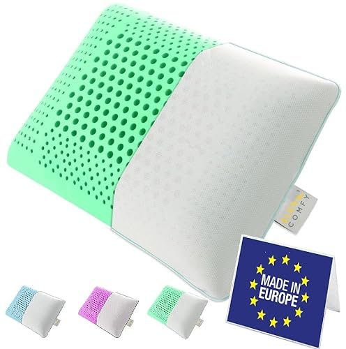 SLEEP COMFY Almohada de aromaterapia de menta de lujo con funda de espuma viscoelástica ergonómica, ortopédica, almohada para el cuello, almohada para dormir de espalda, boca abajo, dormir de lado