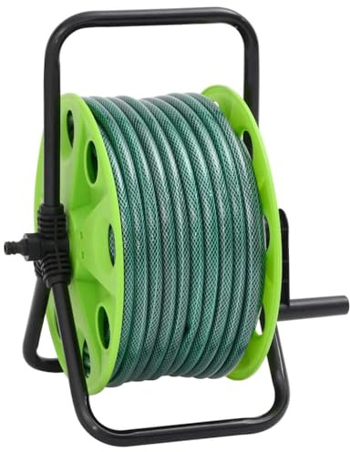 vidaXL Avvolgitubo Autonomo Verde con Set Raccordi Tubo 0,5 50 m PVC, Carrello avvolgitubo autoportante, Carrello avvolgitubo in Metallo, carrelli avvolgitubo autonomi