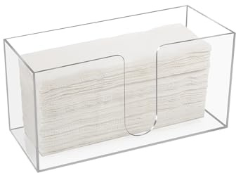 Acrylic Countertop Paper Towel Holder, Paper Towel Dispenser Countertop, Clear Acrylic Napkin Holder(3mm Acrylics), Suitable for Z-fold, C-fold or MultiFold Trifold Paper Towels for Bathroom, Kitchen