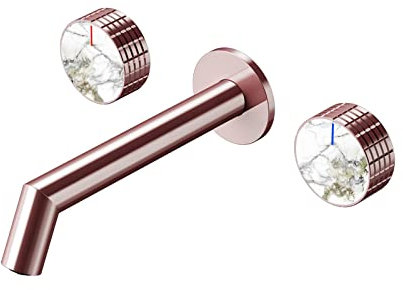 Grifo for lavabo de baño, grifo montado en la pared, grifos de baño for fregadero de 3 orificios, lavabo de baño, grifo mezclador de lavabo de latón con doble manija, lavabo de tocador, grifo de monta