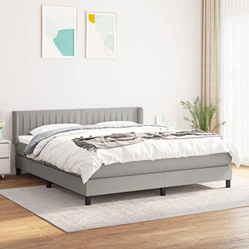 Iiaky Boxspringbett mit Matratze Boxspringbett Bett Mit Matratze Betten Box Spring Bett Betten Mit Matratze Hellgrau 160x200 cm Stoff
