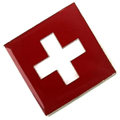 Badge à épingle en métal émaillé Motif drapeau suisse, taille unique, Métal
