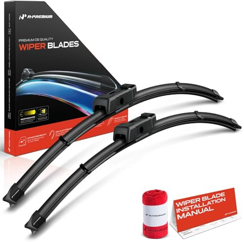 A-Premium 24+22 Windshield Wiper Blades Compatible with Volkswagen Tiguan 2018-2024 - TLPN Connector, with Wear Indicator & Towel, Left and Right (Pack of 2)