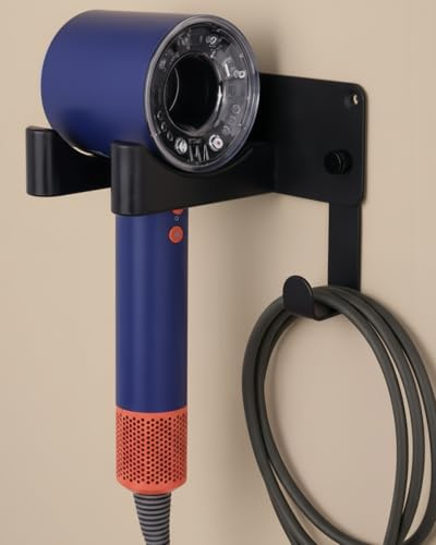 Föhn Halterung Fönhalter Ohne Bohren SUS304 Edelstahl, Wandhalterung fürs Badezimmer, Rostfrei & Stabil, Föhnhalter Geeignet für die meisten Haartrockner Schwarz CHOCHYAH