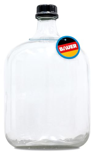Flaschenbauer Bouteille ballon 25 l avec bouchon à vis et sangle de transport – Ballon de fermentation en verre – Idéal pour le vin de fruits, les spiritueux, le stockage de jus – Robuste et sûr