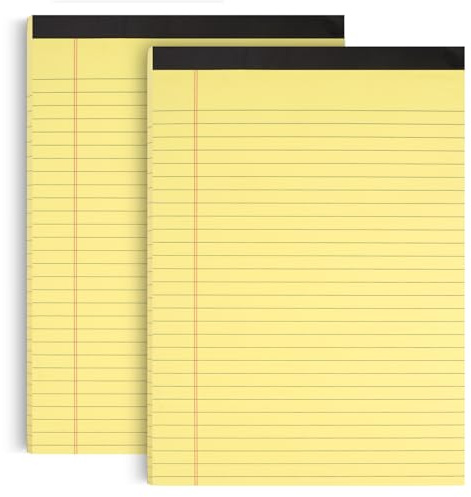 2 Pezzi Blocco Note Giallo,29,6 x 21,4 cm Block Notes A4 Giallo,Block Notes A4,Ogni Libro Ha 50 Fogli,Scrittura Su Entrambi I Lati,Interlinea di 9 mm,Blocco Note a Quadri per Scuole,Case e Uffici