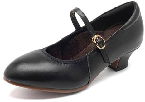 sekiueo Chaussures Danse Latine Femmes Chaussures De Caractère À Bout Fermé Talon Bas Et Bride Cheville pour La Salsa Le Tango Et Les Soirées