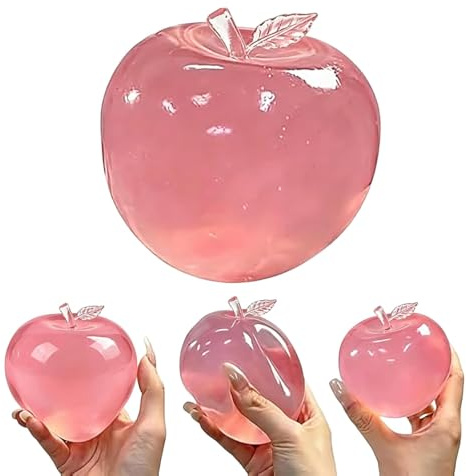 Squishies Pomme, Squishies Anti-Stress Pomme Rose,Écrasante Anti-Stress en Gel,Squishie s Transparent,Soulagement du Stress,Fidget Toy pour Soulager l Adulte pour Bureau École Apaisement