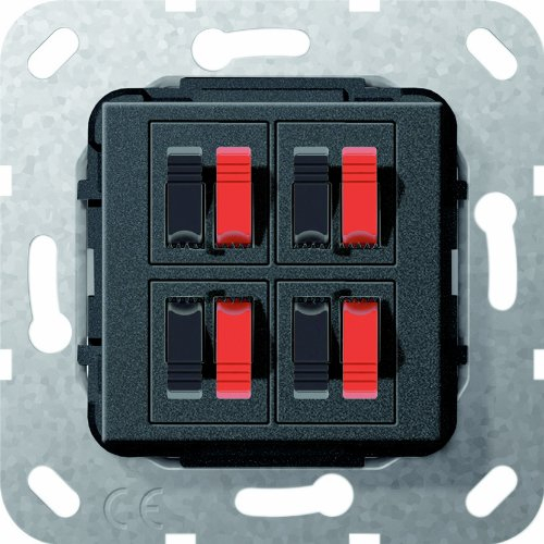 Gira 569410 Prise Haut-Parleur avec 4 Inserts Noir Mat