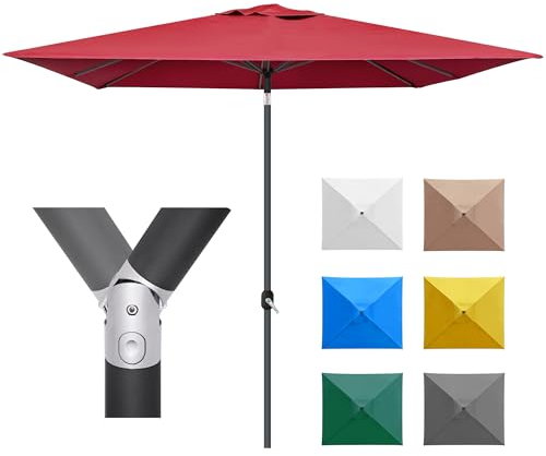 paramondo interpara Sonnenschirm aus 230 g/㎡ Polyesterfaser quadratisch 3 x 3m weinrot + Gestell anthrazit, Gartenschirm knickbar, Stabil, für Terrasse Balkon Sonnenschirm mit Kurbel, 8,8kg