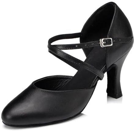 MINITOO Donna Latino Tango Ballo Salsa Danza Scarpe Chiusa Party Serata Decollete con Tacco L188 Nero 8cm Tacco EU 42