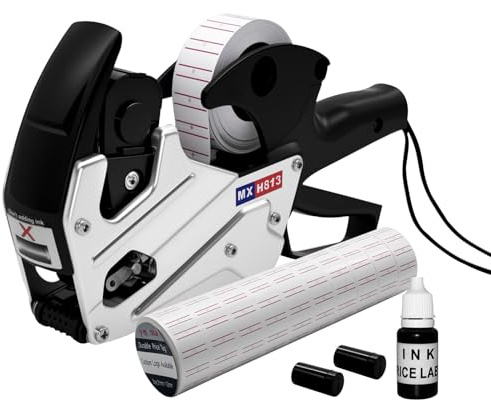 H813 Price Gun, Price Labels Gun with 4000 Labels, 1 Ink Wheels,1 Ink, Price Sticker Gun kit for Office, Retail Shop, Grocery Store