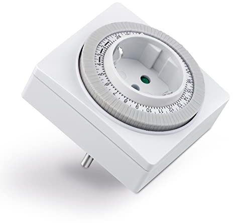 conecto Zeitschaltuhr mechanisch für die Steckdose, 24 Stunden Timer, 96 Schaltsegmente, Schalter für Ein/Auto, IP20, 3500 Watt, weiß