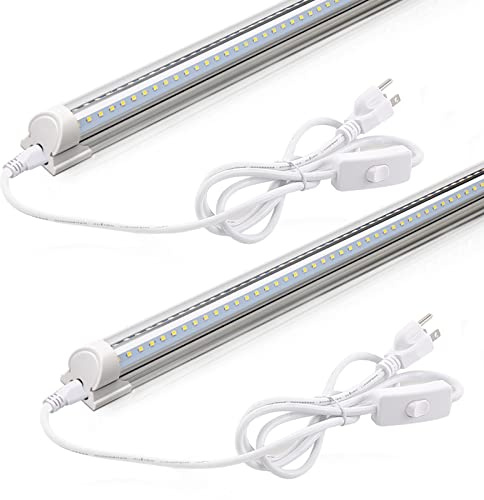 Barrina LED Shop Light 2FT, 20W 3000LM 6500K, T8 LED Light Fixture, Clear Cover, Ceiling and Utility Linkable Tube Lights for Room, Garage, Workbench, Warehouse, 2 Packs