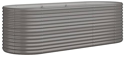vidaXL Odlingslåda pulverlackerat stål 224x80x68 cm grå