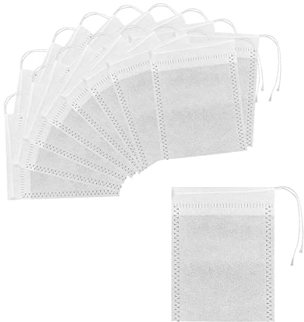 Jagowa 50 PCS Cotton Muslin Drawstring Bags Reusable Tea Bags Mesh Bags for Filtering, Isolating Tea and Coffee Grounds (5x7cm)
