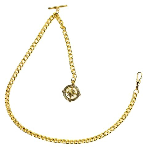 YECSOSS Men's Pocket Watch Chain Albert Vest Chain Compass Necklace Pendant Design Pendant T Bar