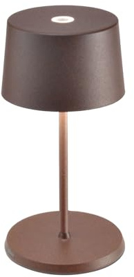 Zafferano, Lámpara Olivia Mini, Lámpara de Mesa Portátil y Recargable con Control Táctil, Adecuada para Interior y Exterior, Atenuador, 2200-3000 K, Altura 22 cm, Color Corten