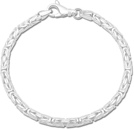 Tony Fein Königsarmband Rund 4mm 925er Silber Massiv Gestempelt Diamantiert Hochglanzpoliert für Damen und Herren Made in Italy