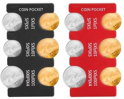 2stk Japanische Yen-Münzhalter, Münzspender mit 6 Fächern Rechteckige Hartschale aus Kunststoff Organizer und Aufbewahrung Münzsortierer Sammelbörse Geldbörse für das Auto Kleingeldhalter