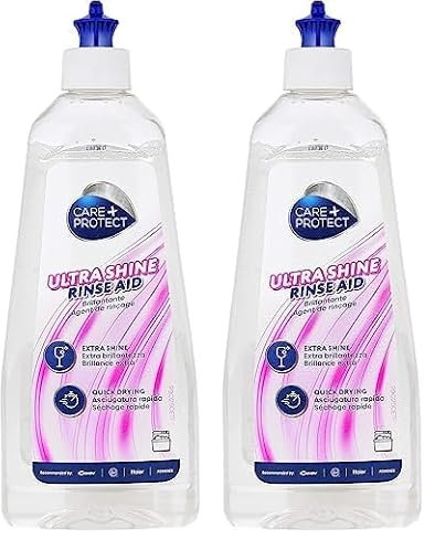 CARE + PROTECT liquide de Rinçage Brillance Extra, Universel Pour tous les Lave-vaisselle, Puissant Contre les taches, Favorise Un Séchage Plus Rapide, 500ml, liquide de Rinçage Brillance Extra
