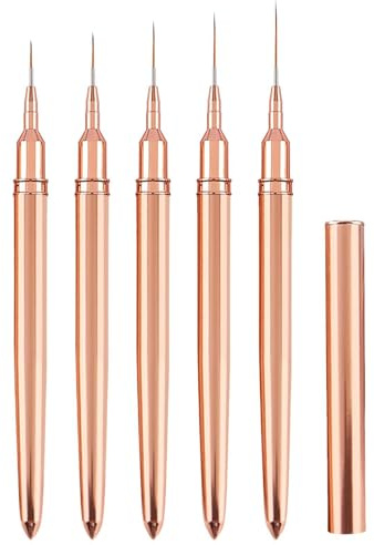 Pincel de revestimiento de uñas | Pinceles de uñas de rayas de 5 piezas Pincel de forro fino,Juego de pinceles de pintura de uñas Herramienta de dibujo de punteado de uñas para