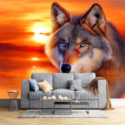Papel Tapiz Fotográfico Superficie Del Mar Puesta De Sol Murales, Animales Retro Mural De Pared Papel Tapiz Fotográfico, 260X175Cm Mural De Papel Tapiz De Pared Para Sala De Estar Dormitorio