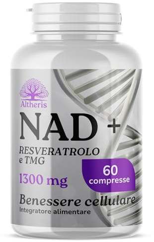 NAD+ Puro 1000mg con Trans Resveratrolo e Trimetilglicina 60 Compresse - Integratore Nicotinamide per Supporto Cellulare ed Energetico