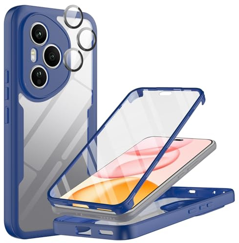MQERYBV Funda para Honor 400 Pro 5G, 360 Grados Fullbody Protectores de Cámara Antigolpes con Protector de Pantalla Integrado Vidrio Templado Robusto Completa Carcasa Case,Azul