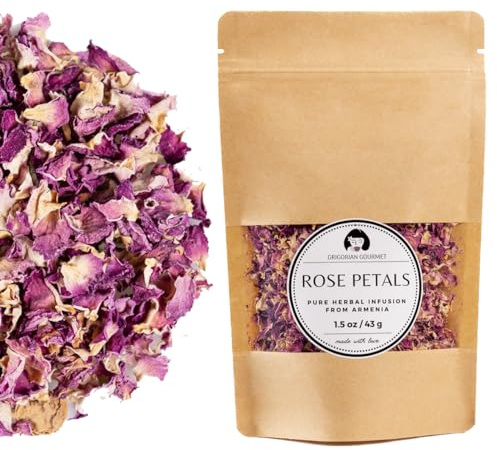 Rose Petal Herbal Tea | Rosa damascena | Whole Dried Petals | 1.5 oz (43g) | Sustainably Grown in Armenia’s Armavir Region | Naturally Air-Dried, Aromatic Floral Infusion | Premium Hand-Harvested Botanical
