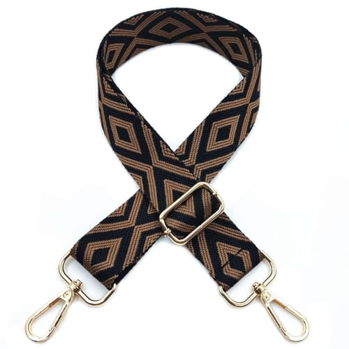 Tracolla Regolabile per Borsa Donna Colorate 3.8CM Cinghie Larga Borsa Ricambio Tracolla con Gold Moschettoni Durevole Spalla per Tracolla Crossbody, Nero-Marrone, 417
