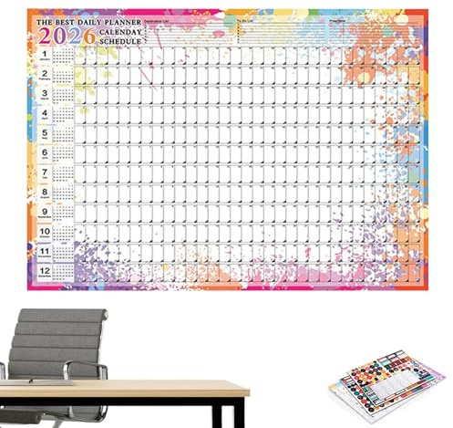 Calendario 2026, calendario da parete 2026, 12, grande, agenda giornaliera, poster per studenti, famiglia, casa, scuola, Natale, scuola, insegnanti, università, capodanno