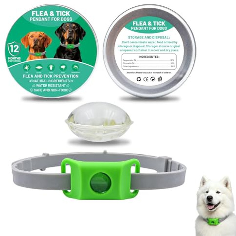 Pets Collare Antiparassitario, Collare Antiparassitario per Cani, 100% Ingredienti Naturali per Prevenire Pulci e Zecche (Verde)