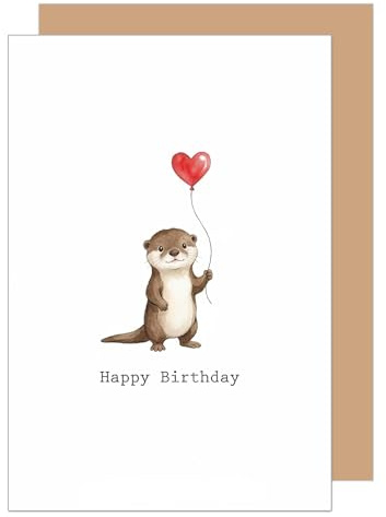 Edition Seidel Premium Carte d'anniversaire avec enveloppe. Carte de vœux Happy Birthday pour homme femme enfant loutre mignon amour cœur (G4398 SW026)