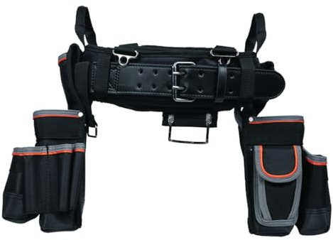 Klein Tools 55428 Tradesman Pro Electrician's Padded Tool Belt and Tool Pouch Combo for Long-wear Comfort and Durability Size Large