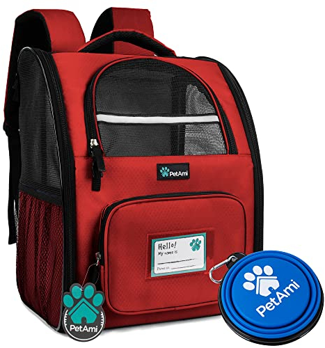PetAmi Hunderucksack für kleine und große Katzen, Haustiere, Welpen, belüfteter Haustier-Wanderrucksack, Reisetasche, von Fluggesellschaften zugelassener Katzenrucksack, Sicherheits-Rückenstütze,
