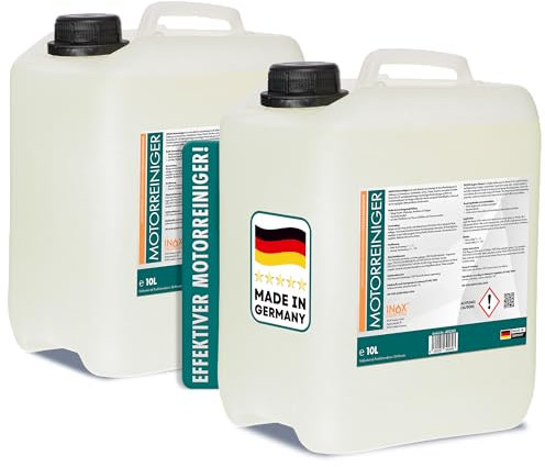 INOX® Motorreiniger - 2x10L Konzentrat – Reiniger-Konzentrat für den Motor - Motorraum Reiniger & Entfetter - Motorsystemreiniger & Pflege von Auto, Motorrad & Anderen Kfz