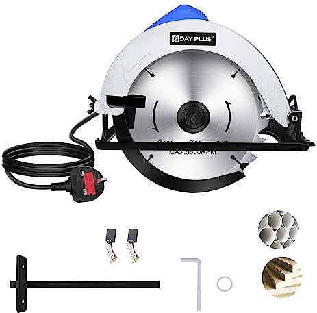 Scie Circulaire à Main, 900W Mini Scie Électrique Circulaire Filaire avec Rail de Guidage, Lames de Scie 180mm, Vitesse de 5000 tr/min, profondeur de coupe max: 90°(55 mm), Protection en Aluminium