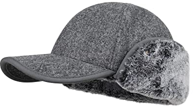 Gisdanchz Wintermütze Mit Ohrenklappen Herren Damen Winter Basecap Mütze Mit Ohren Fliegermütze Trappermütze Russian Hat Russische Trapper Russen Mütze Mit Ohrenschützer, Dunkelgrau Meliert