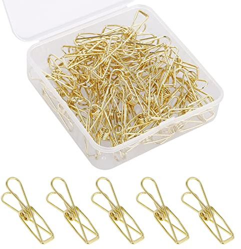 Prasacco 50 graffette dorate mini raccoglitori clip in filo metallico carino graffette multiuso raccoglitore clip per fatture Bill carta vestiti