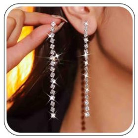 Aneneiceera Vintage Kristall-Kronleuchter Baumeln Ohrringe Gold Strass Lange Cz Kristall Tropfen Ohrringe Schmuck Für Frauen (Silber)