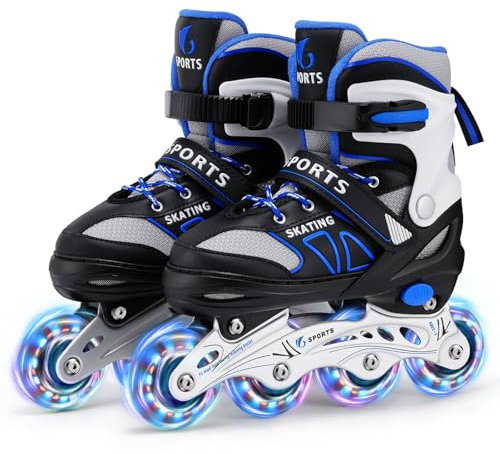 Inline Skates für Kinder Jungen Mädchen Anfänger, 4 Size verstellbare Rollschuhe mit Light Up Rollen. (S (EU28-32)) / (CN 31-34)